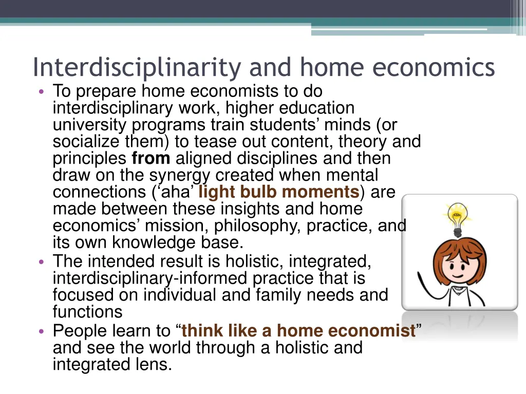 interdisciplinarity and home economics to prepare