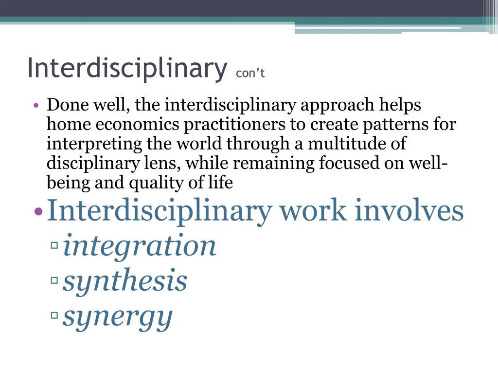 interdisciplinary con t