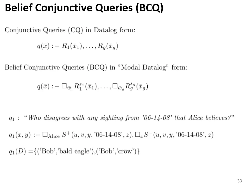 belief conjunctive queries bcq