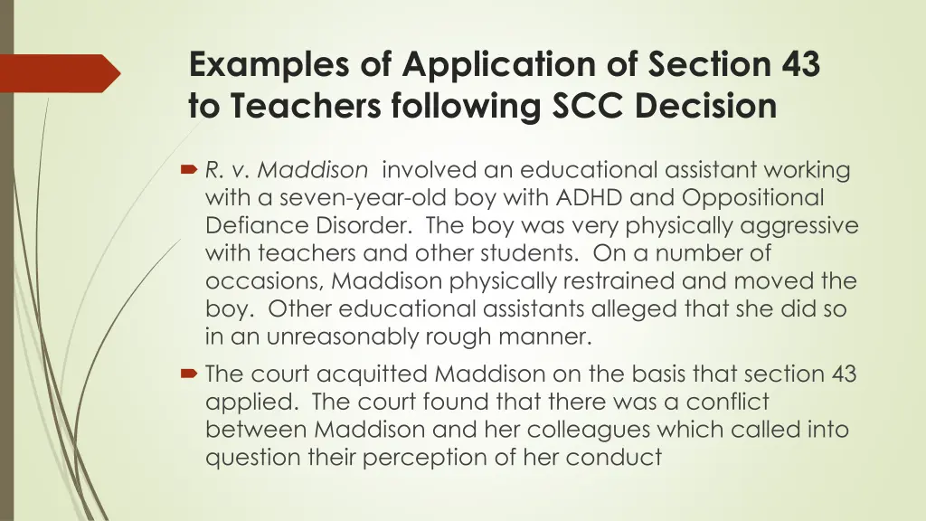 examples of application of section 43 to teachers