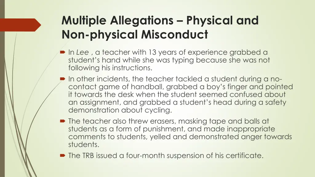 multiple allegations physical and non physical