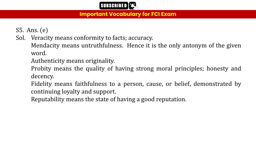 important vocabulary for fci exam 11