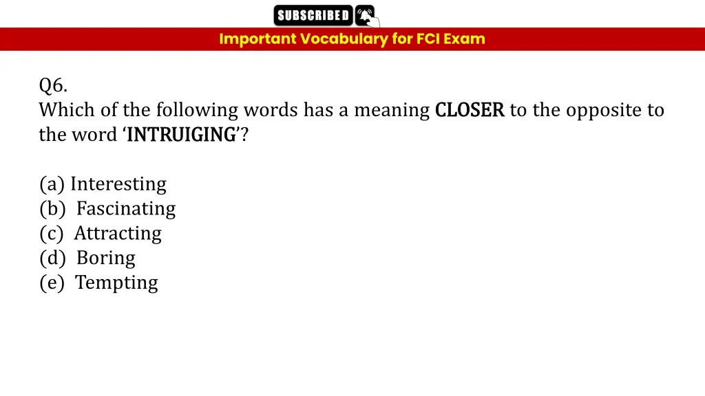 important vocabulary for fci exam 12