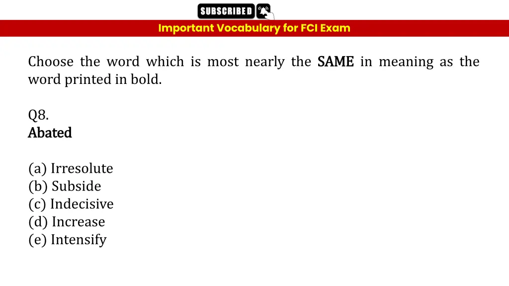 important vocabulary for fci exam 16