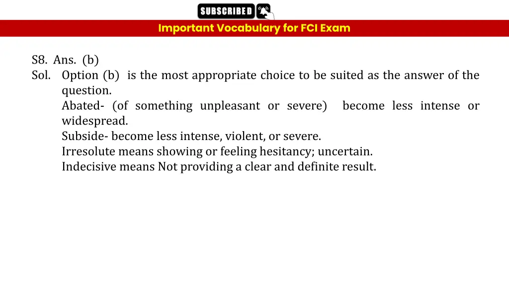 important vocabulary for fci exam 17