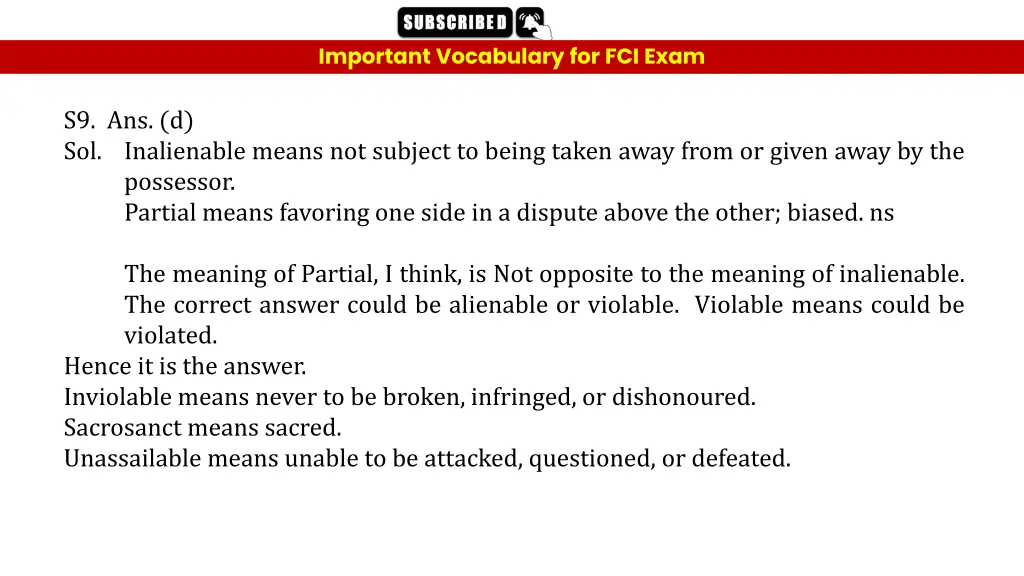 important vocabulary for fci exam 20