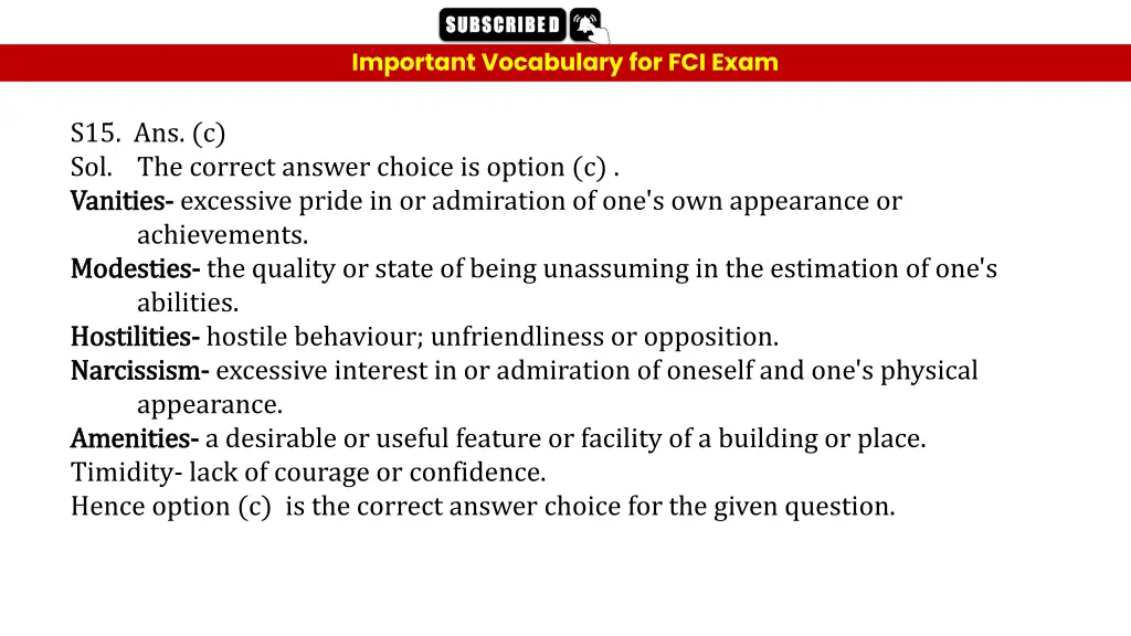 important vocabulary for fci exam 35