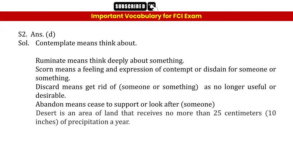 important vocabulary for fci exam 4