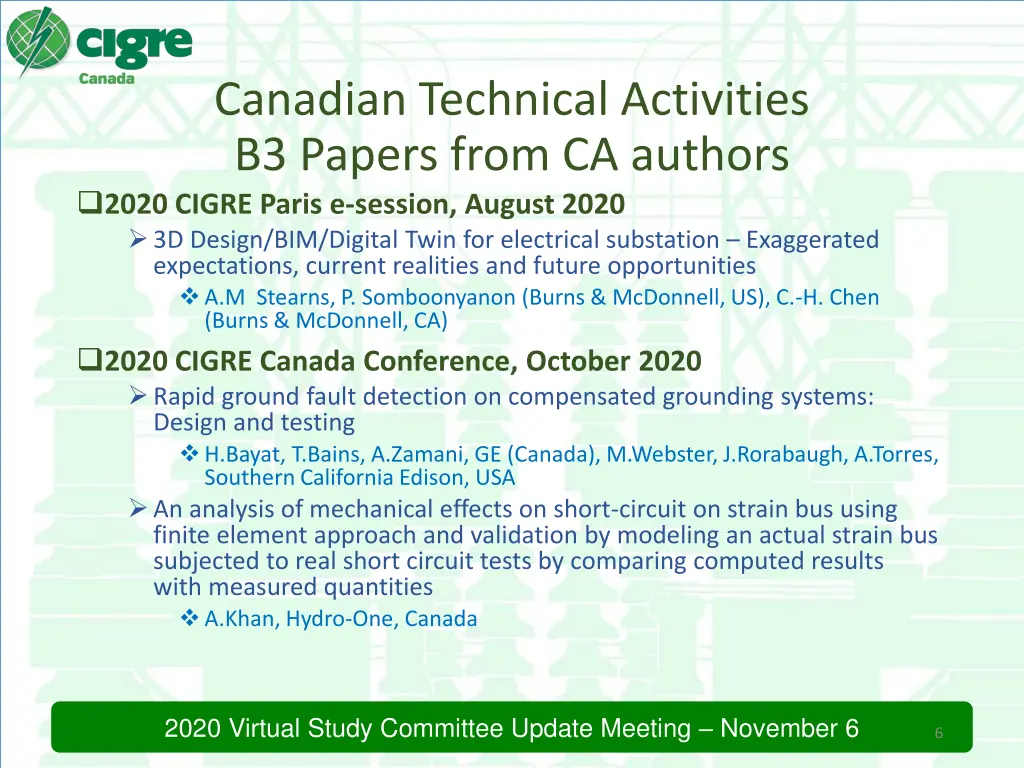 canadian technical activities b3 papers from