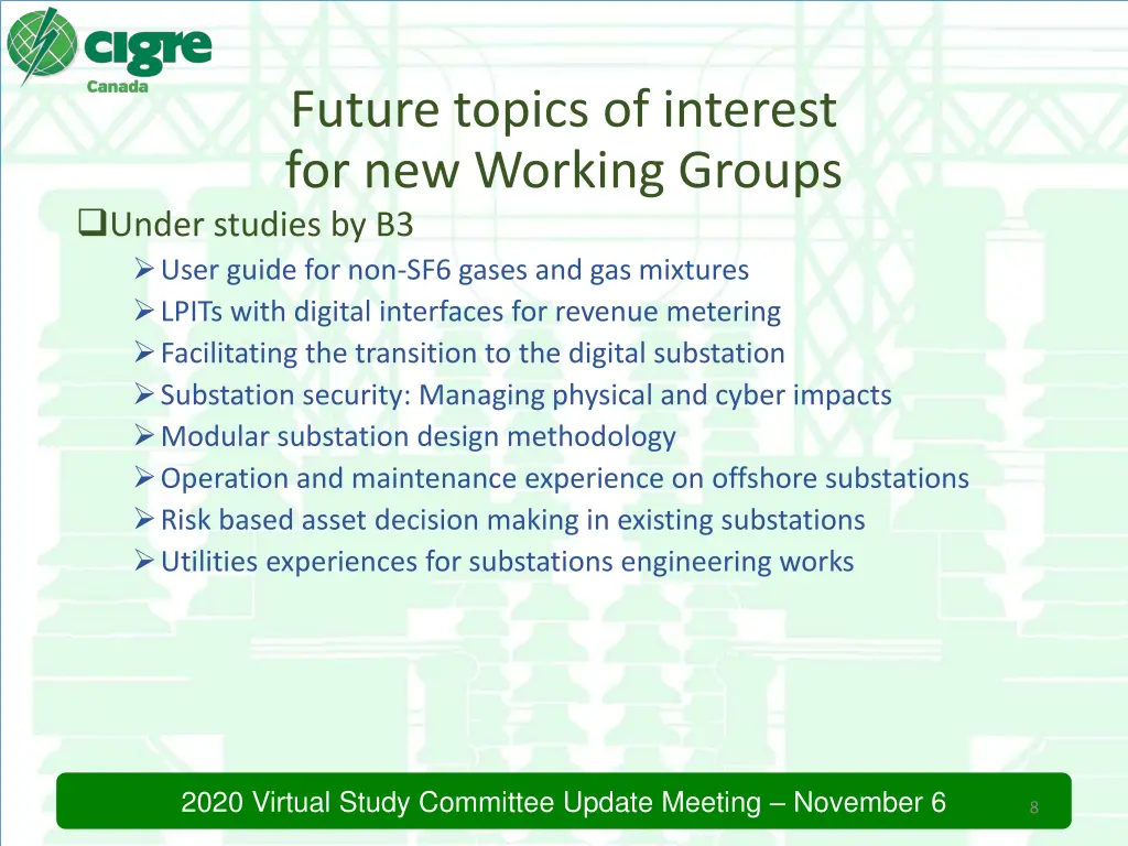 future topics of interest for new working groups