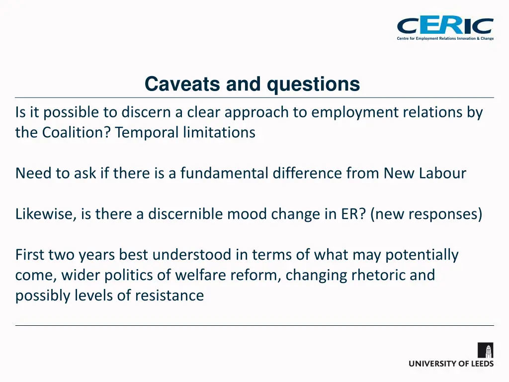 caveats and questions