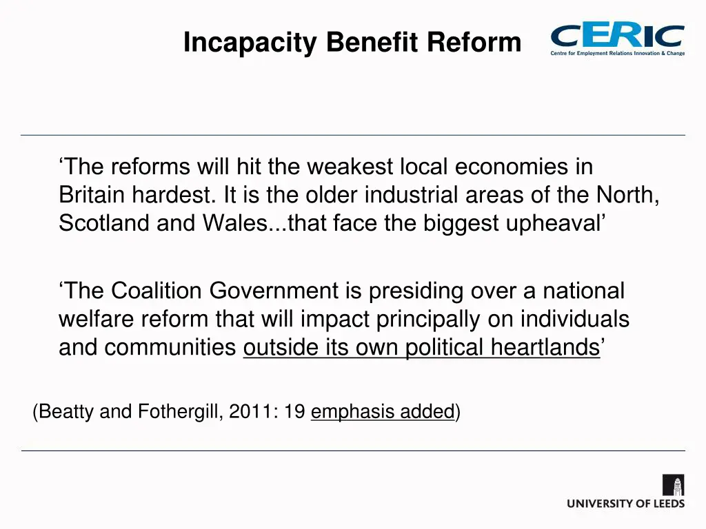 incapacity benefit reform 1