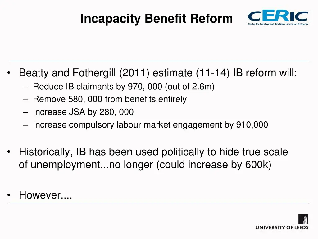 incapacity benefit reform