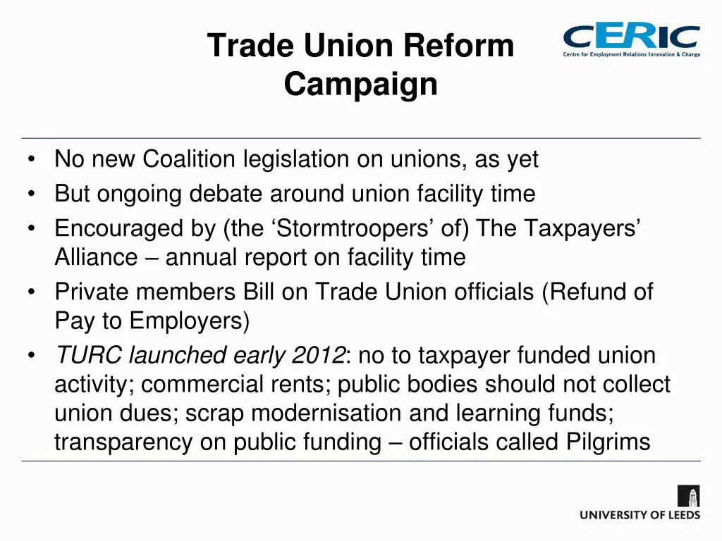 trade union reform campaign