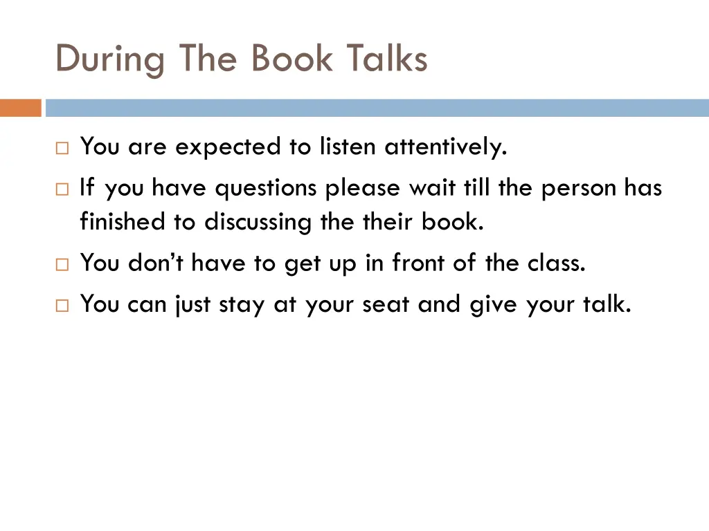 during the book talks