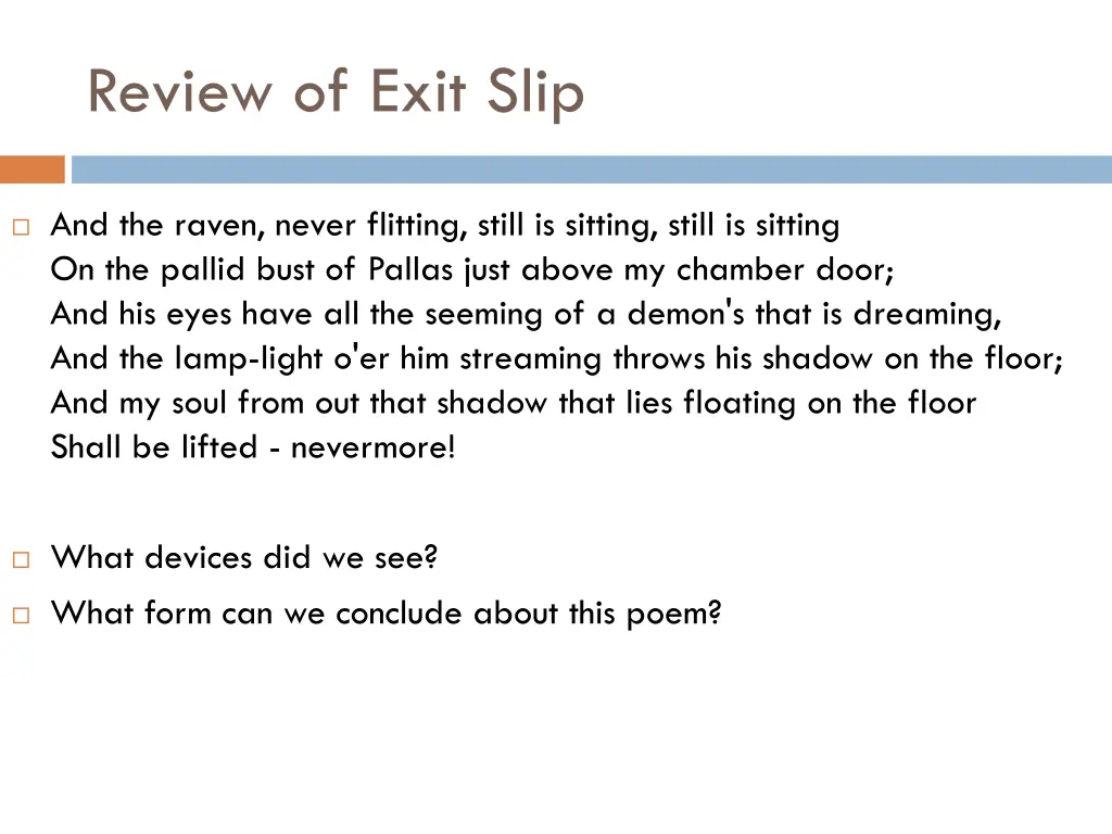 review of exit slip