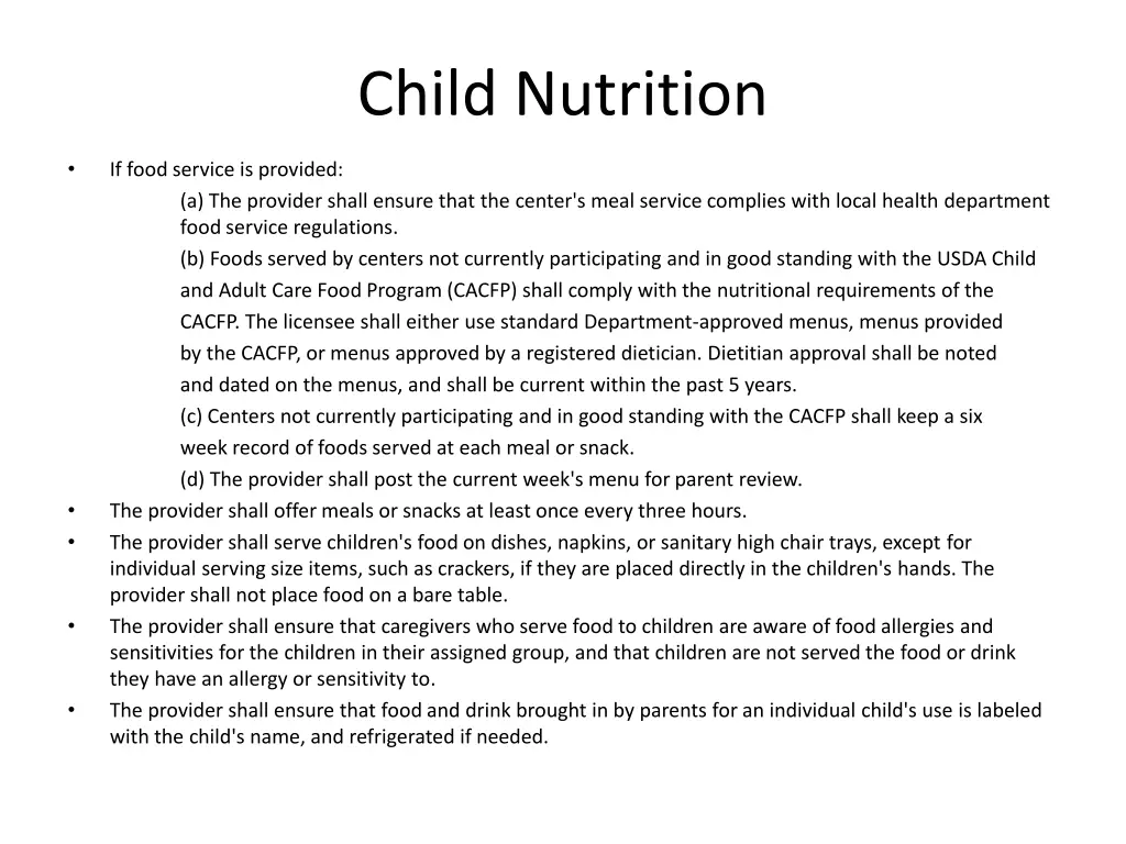 child nutrition