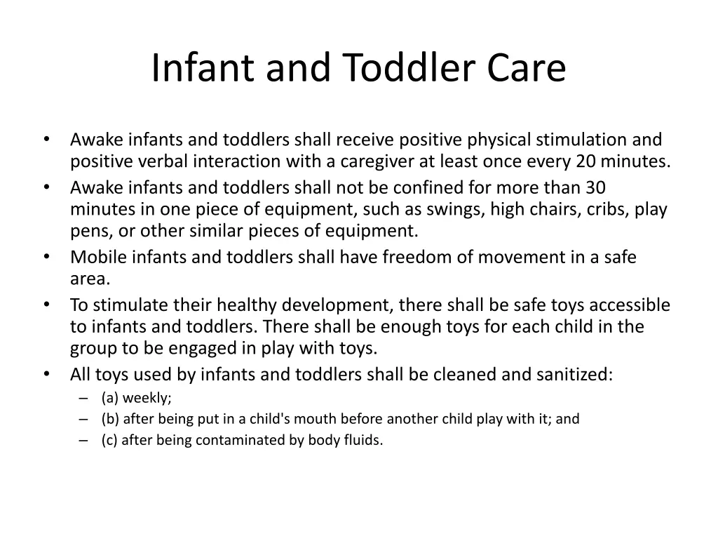 infant and toddler care