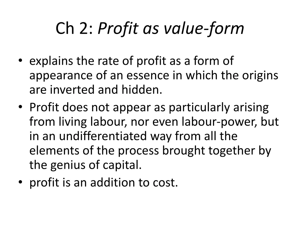 ch 2 profit as value form