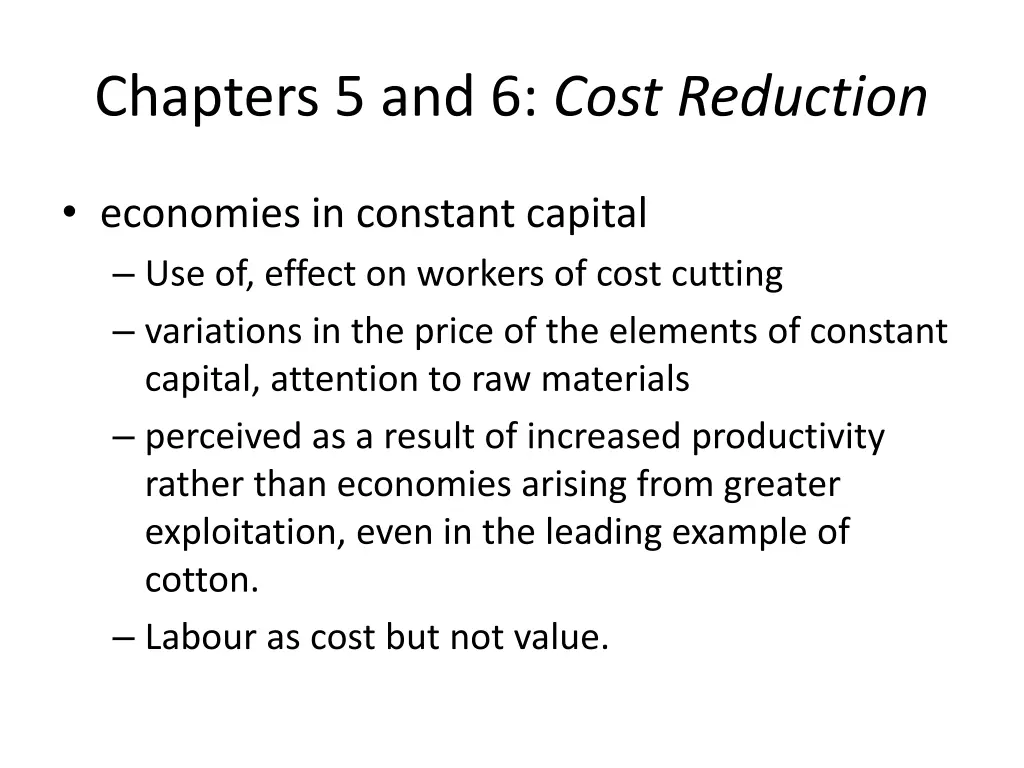 chapters 5 and 6 cost reduction