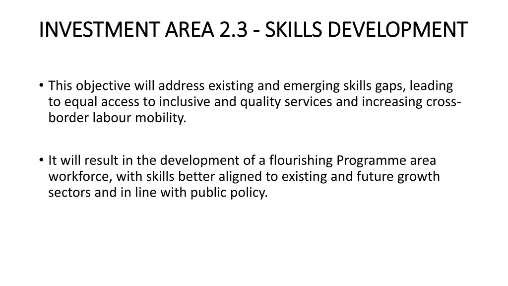 investment area 2 3 investment area 2 3 skills