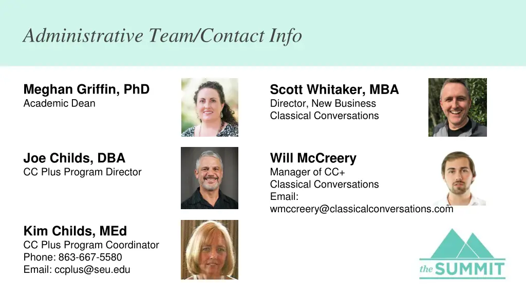 administrative team contact info