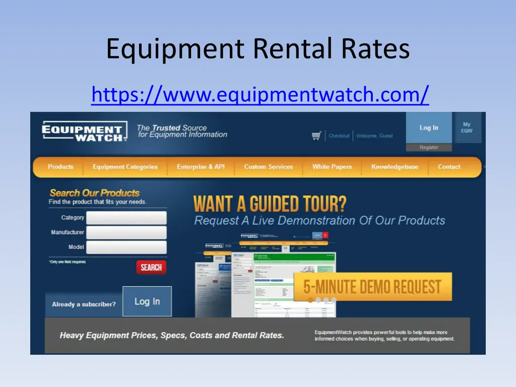 equipment rental rates