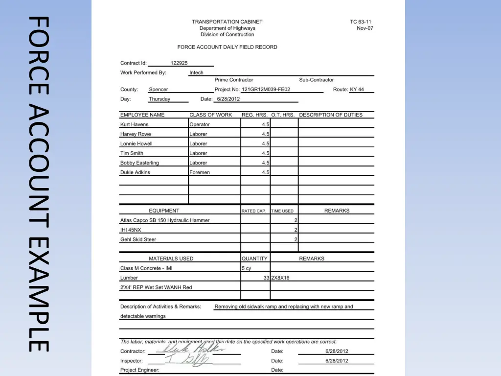 force account example