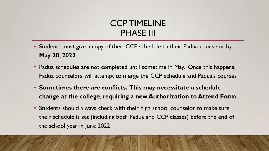 ccp timeline phase iii