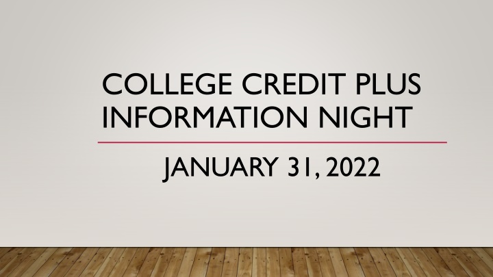 college credit plus information night