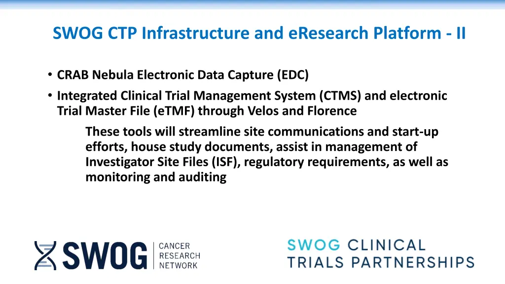 swog ctp infrastructure and eresearch platform ii