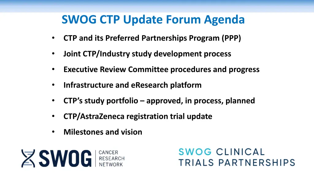 swog ctp update forum agenda