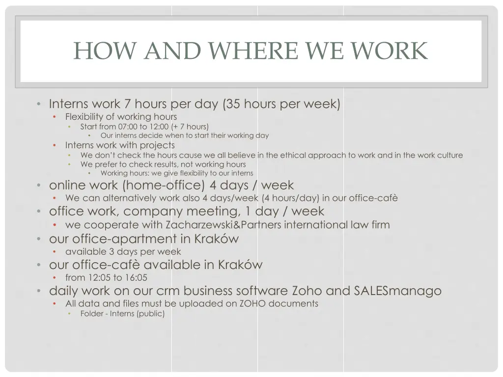 how and where we work