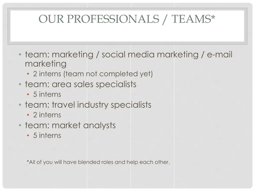 our professionals teams