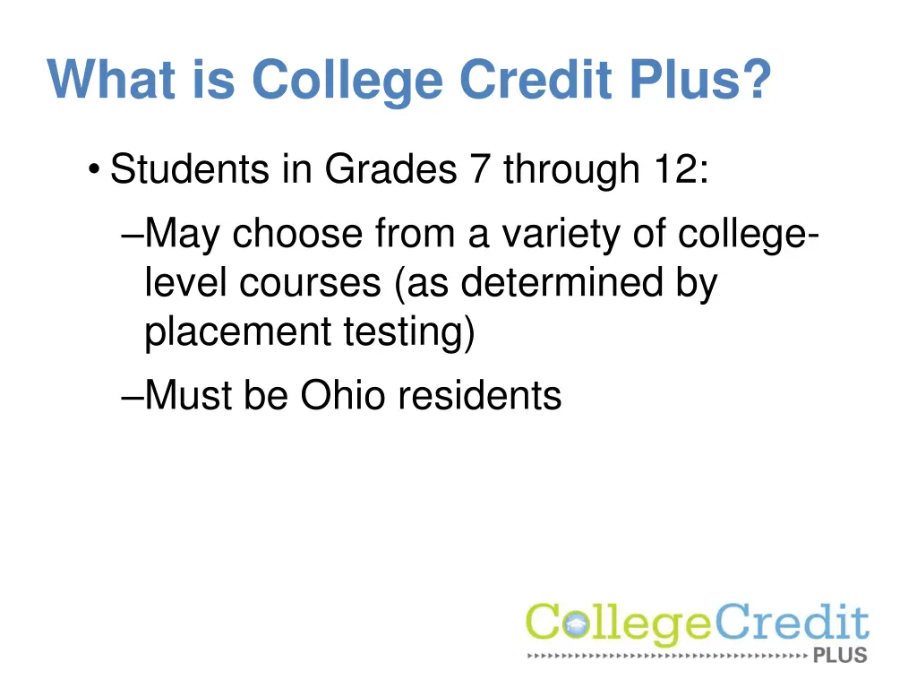 what is college credit plus 2