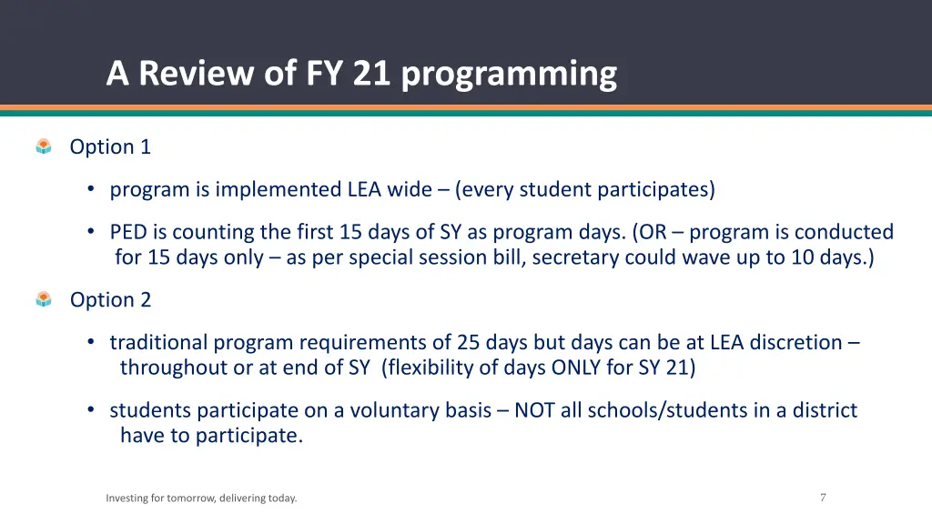 a review of fy 21 programming