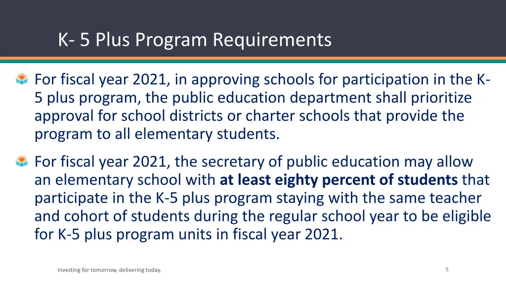 k 5 plus program requirements 1