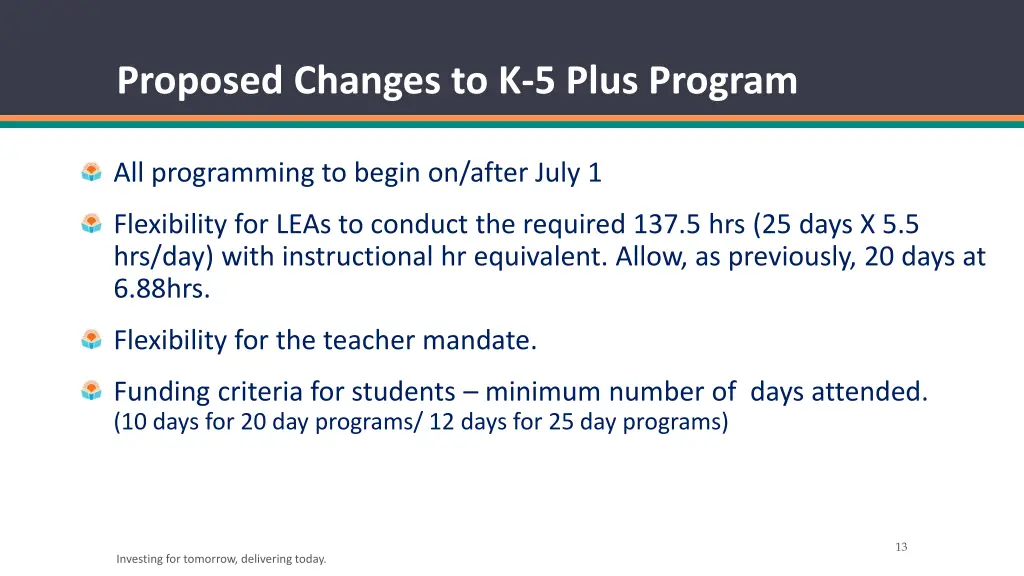 proposed changes to k 5 plus program