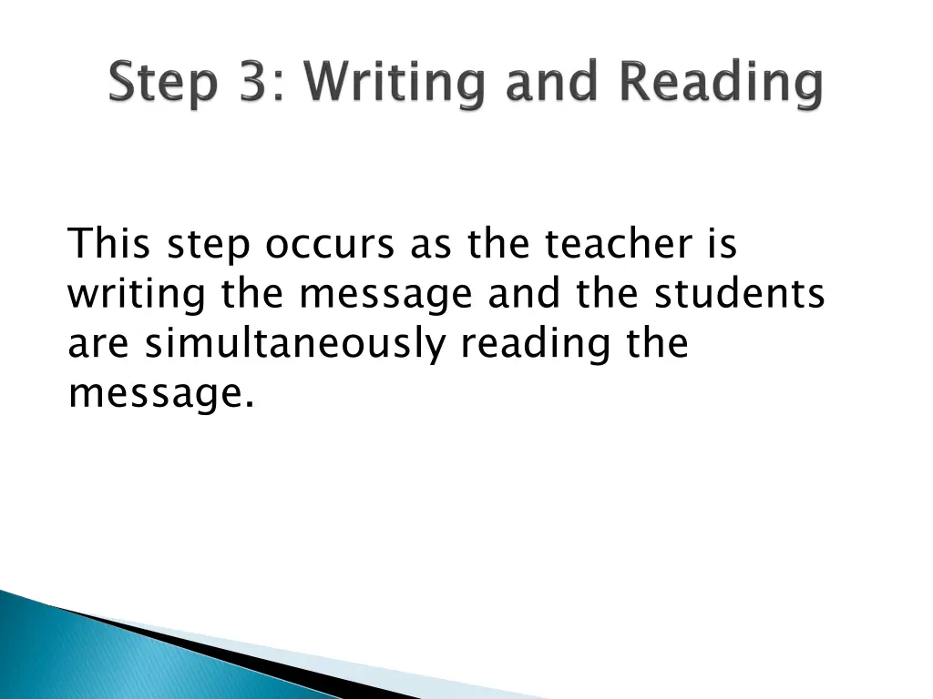 this step occurs as the teacher is writing