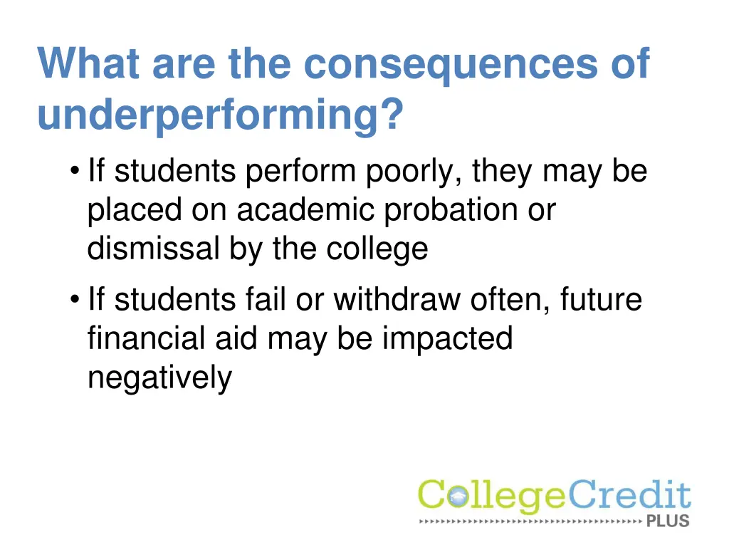 what are the consequences of underperforming 1