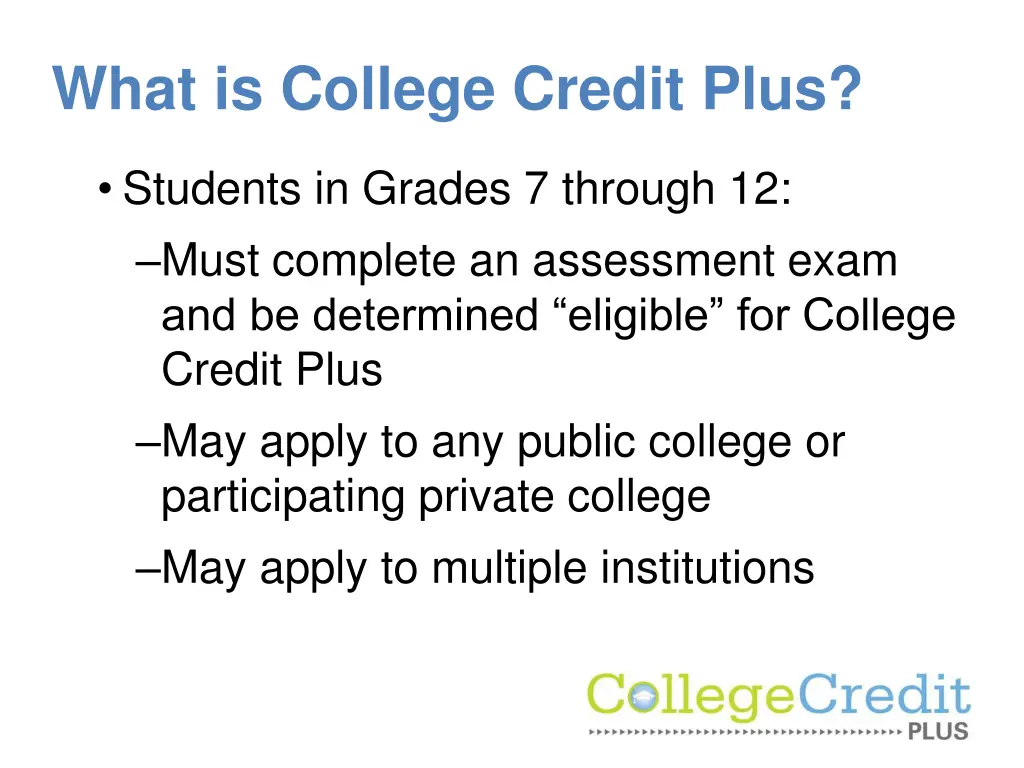 what is college credit plus 1