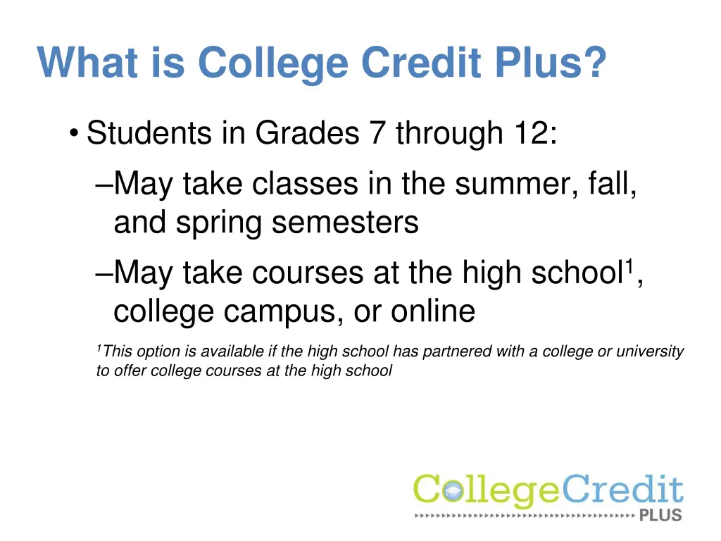 what is college credit plus 4