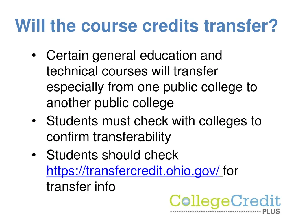 will the course credits transfer