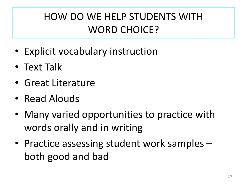 how do we help students with word choice