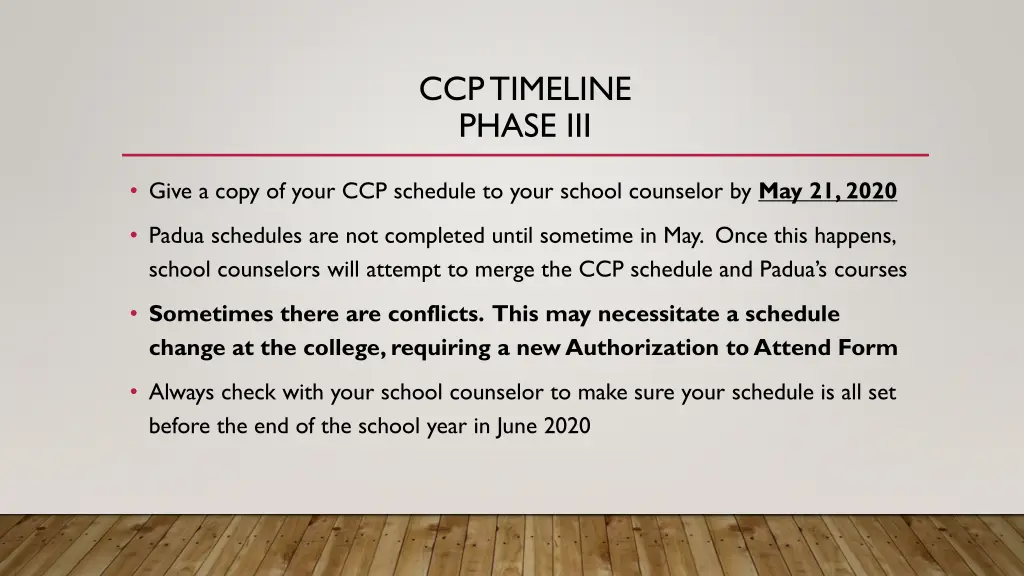 ccp timeline phase iii