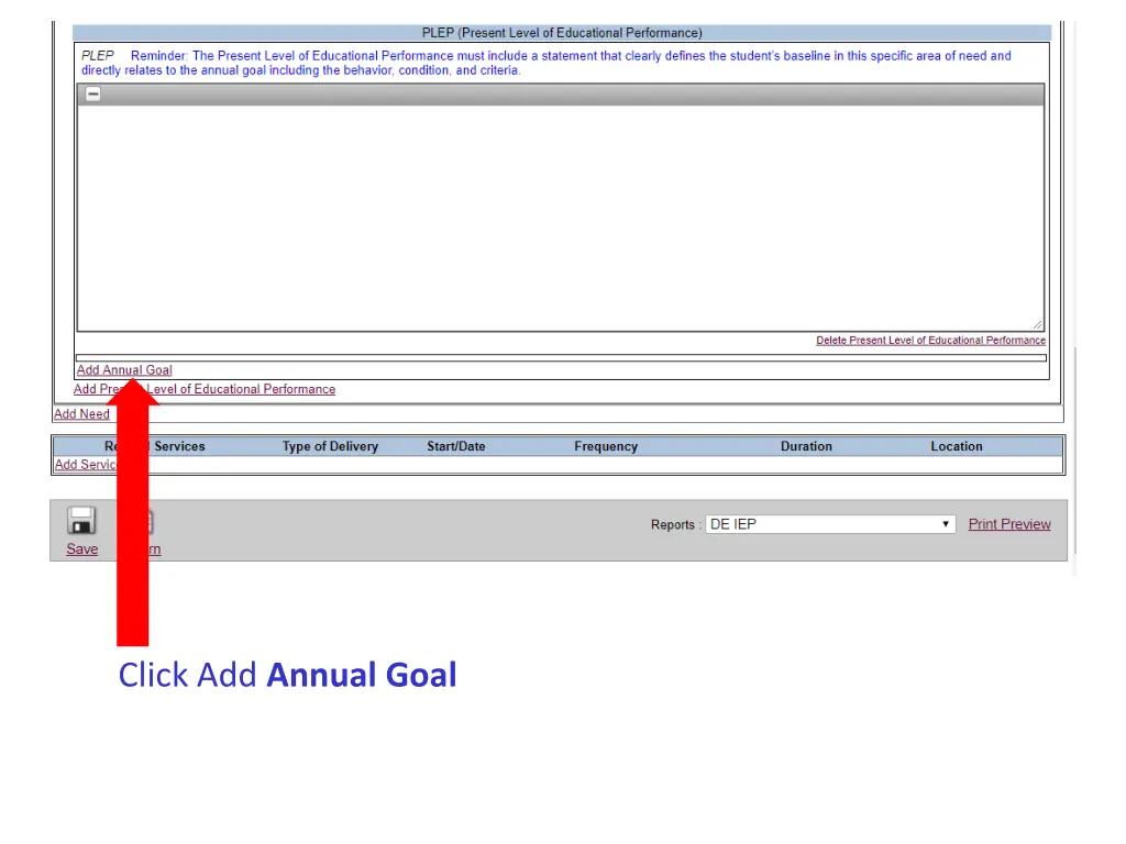 click add annual goal