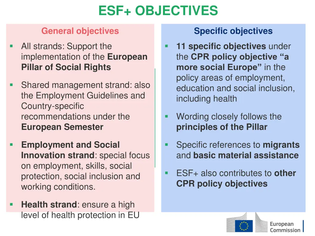 esf objectives