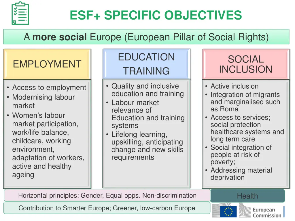 esf specific objectives