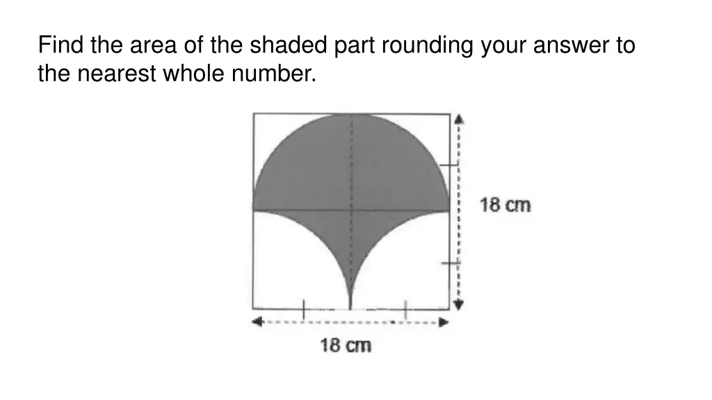 find the area of the shaded part rounding your