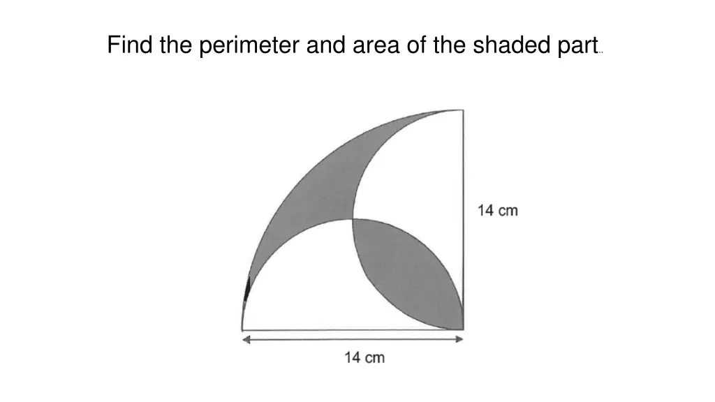 find the perimeter and area of the shaded part 1